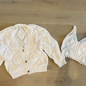 ZARA 2 Piece Knit Matching Sweater and Bralette set
